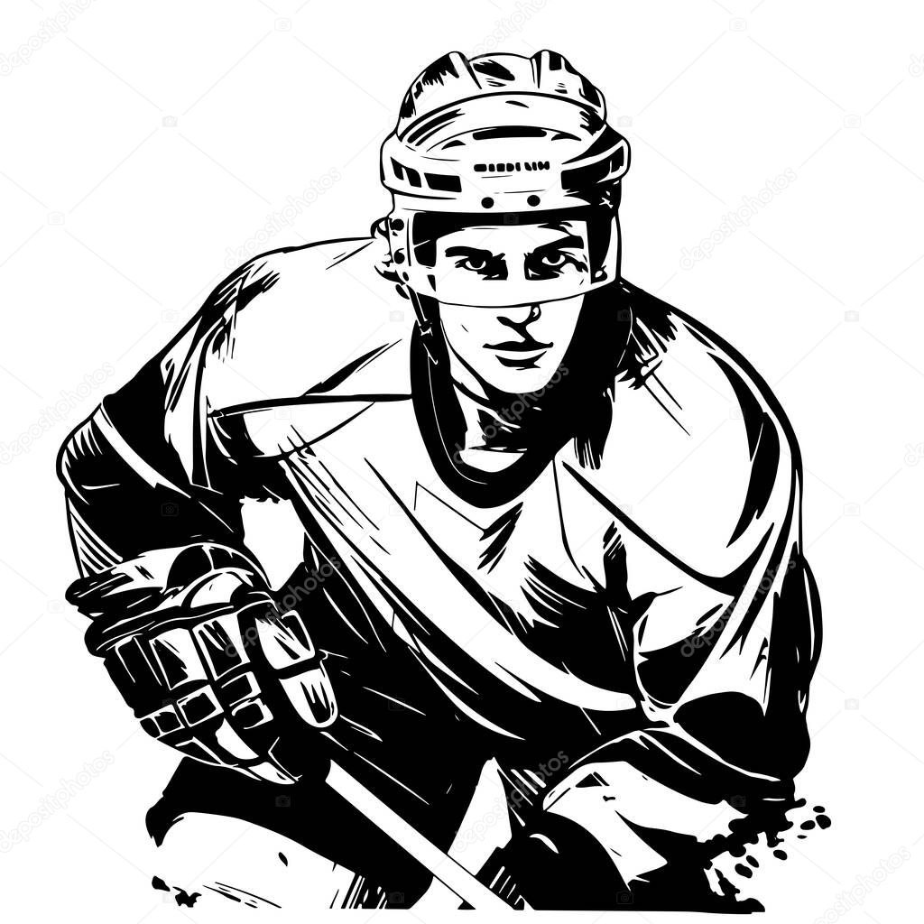 Hand sketch hockey goalie. Vector illustration