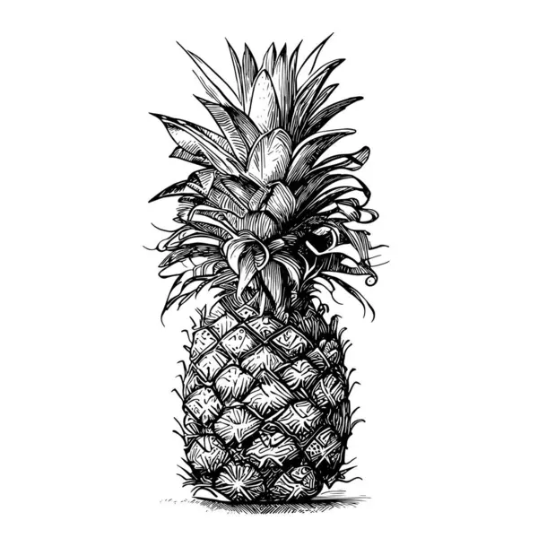 Gravure Vectorielle Illustration Ananas Sur Fond Blanc Vecteur En Vente