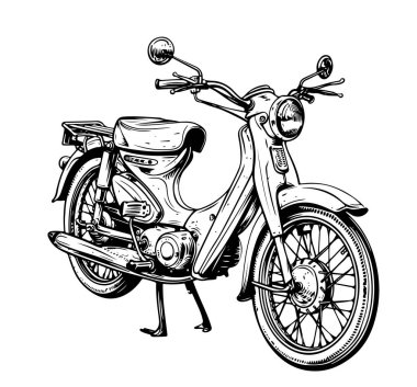 Retro Bisiklet elle çizilmiş taslak illüstrasyon Vintage taşımacılığı