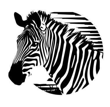 Zebra siyah ve beyaz logo vektör çizimi Vahşi hayvanlar