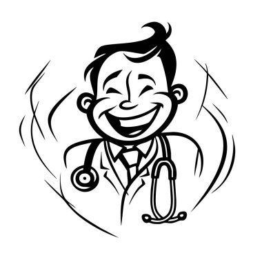 Vektör çizgisi çizimi Doktor Tıp logosu çizgi filmi