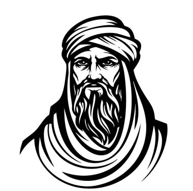 Arap adamın el çizimi çizimi. Vektör illüstrasyonu.