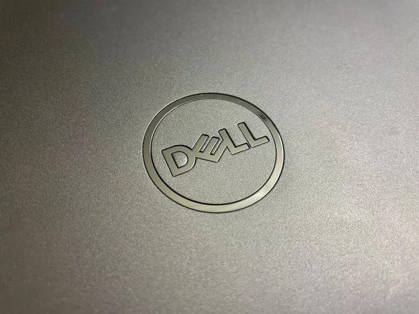 Prague Czech Republic May 2023 Dell Logo Laptops Aluminium Lid — Stock Photo, Image