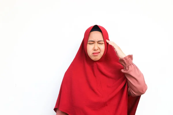 Beautiful Young Asian Woman Looking Dizzy Having Headache White Background — Stock Photo, Image
