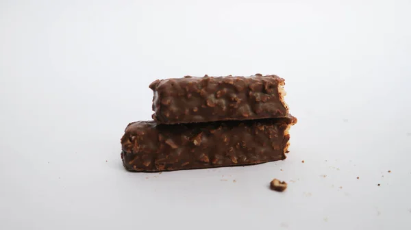 Plăci Delicioase Ciocolată Caramel Izolate Fundal Alb — Fotografie, imagine de stoc