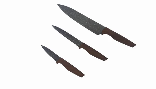 Knives, a set of sharp kitchen knives with different sizes and functions