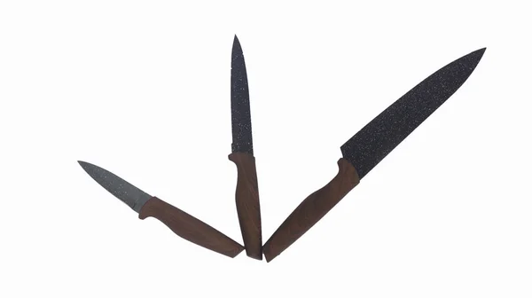 Knives, a set of sharp kitchen knives with different sizes and functions