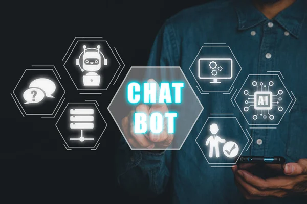 Chatbot Digital Chat Gpt Aplicación Robótica Concepto Inteligencia Artificial Mano — Foto de Stock