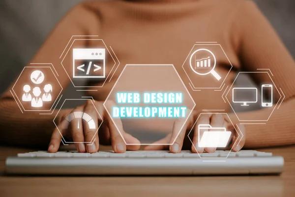 Diseño Web Desarrollo Programación Programación Internet Tecnología Concepto Negocio Teclado — Foto de Stock