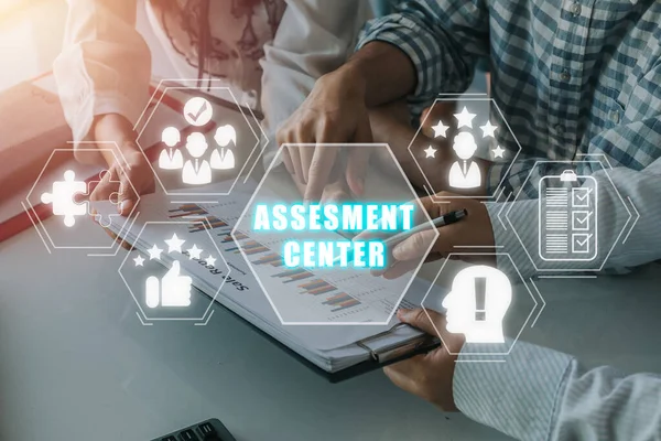 Assesment Center Concept Business Team Working Business Paper Assessment Center — Stock Photo, Image