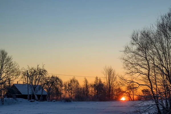 stock image Winter morning in the Latvian countryside