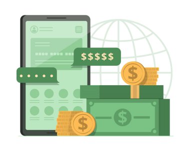 Online Money Transfer by Smartphone Concept Illustration