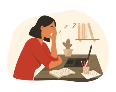 Evde Çalışırken Uyuyan Kadın