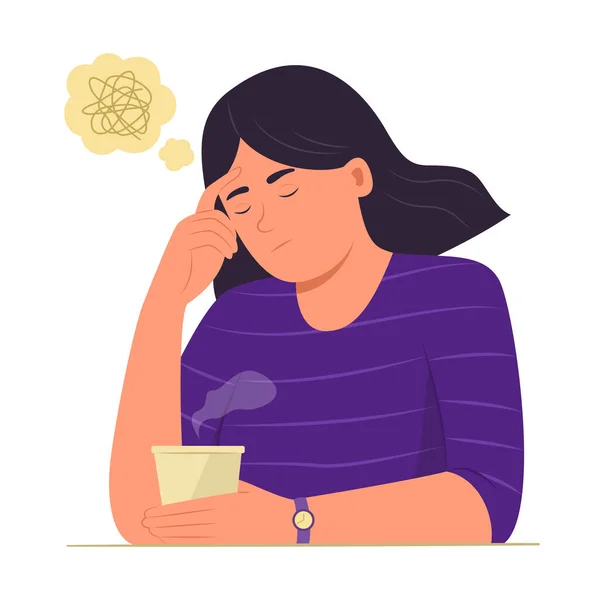 Young Woman Feeling Stress Concept Illustration — Stockvector