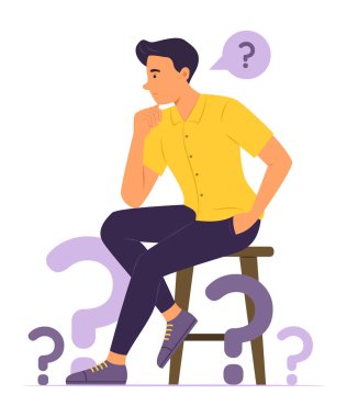 Man Thinking a Question Concept Illustration