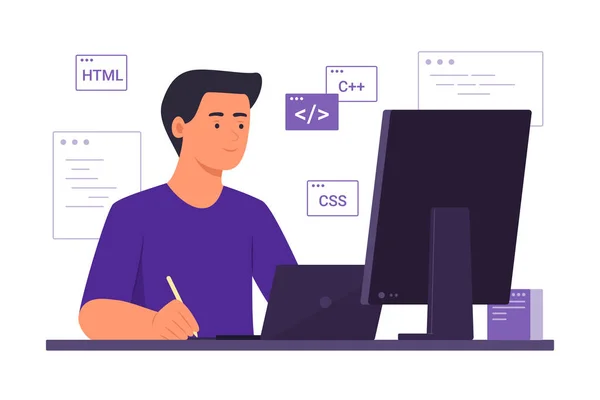 Yazılım Geliştirme Konsepti için Programcı Adam İşlem Kodlaması
