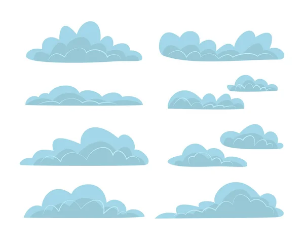 Conjunto Nuvens Design Plano Elemento Conceito Ilustração — Vetor de Stock