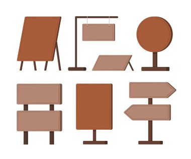 Beyaz Arkaplanda Ayırılmış Boşluğu Kopyalamak için Boş Ahşap İmza Tabelaları