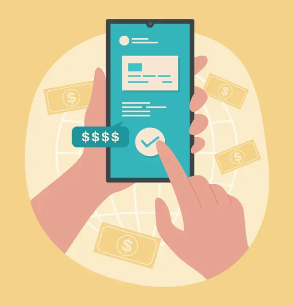Online Money Transfer Smartphone Concept Illustration —  Vetores de Stock