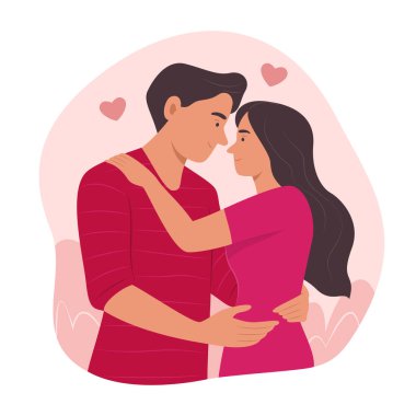 Sevgililer Günü Resimleri İçin Birbirlerine Kucaklaşan ve Birbirlerine Aşık İki Erkek ve Kadın