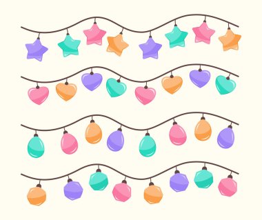 Renkli Festivaller Dizayn Element Dekorasyonu için Dizgi Işıkları Kavram Sanatı