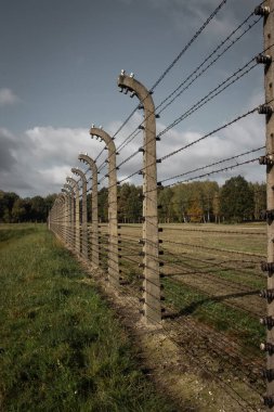 Auschwitz dikenli tel elektrikli tel. Auschwitz Birkenau toplama kampında Naziler tarafından üç milyon kişi öldürüldü.