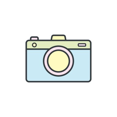 Beyaz arkaplanda kamera simgesi vektör tasarım şablonları