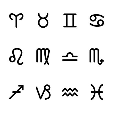 Zodiac simgesi vektör tasarım şablonlarını beyaz arkaplanda izole etti