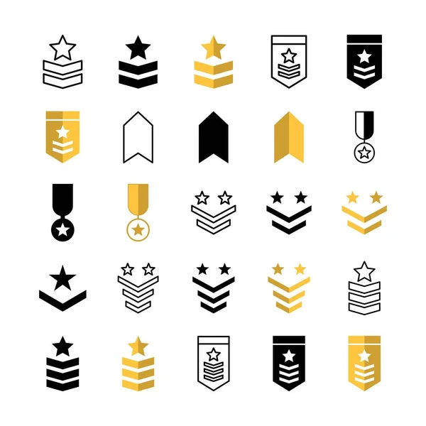 Vojenské Hodnost Ikona Symbol Design Šablony Izolované Bílém Pozadí — Stockový vektor