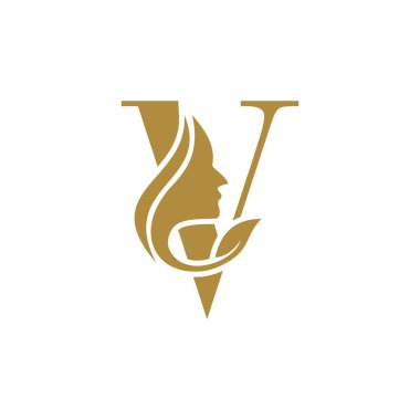 V baş harfleri güzellik logosu tasarım şablonları basit ve zarif