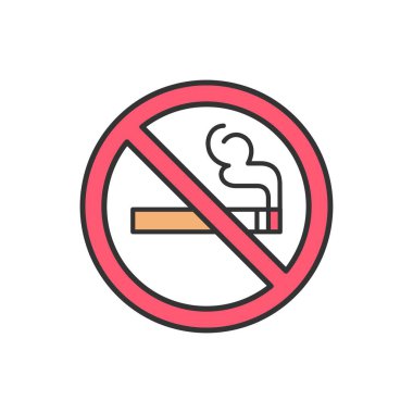 Beyaz arkaplanda izole edilmiş Sigara Simgesi tasarım şablonları yok