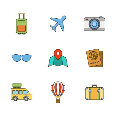 Traveling icon set vector design templates isolated on white background