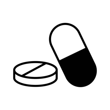 Beyaz arkaplan üzerinde izole edilmiş kapsül ve hap ikon vektör tasarım şablonları