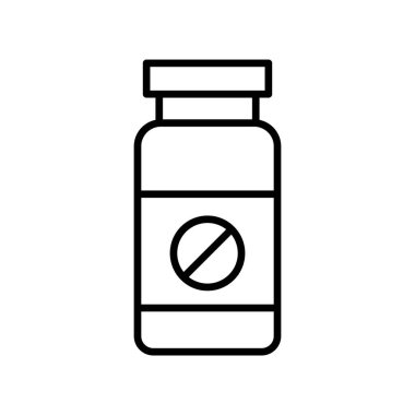 Beyaz arkaplanda izole edilmiş hap şişesi ikon vektör tasarım şablonları