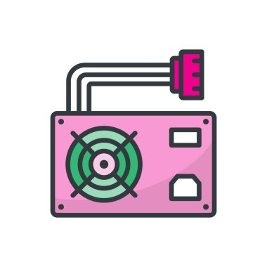 Power Supply ikon vektör tasarımı şablonları beyaz arkaplanda izole edilmiş basit ve modern konsept