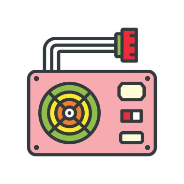 Power Supply ikon vektör tasarımı şablonları beyaz arkaplanda izole edilmiş basit ve modern konsept