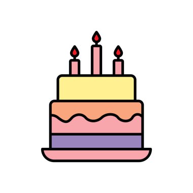 Doğum günü Keki ikonu vektör tasarımı şablonları basit ve modern konsept