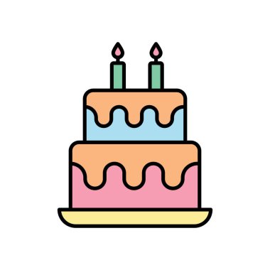 Doğum günü Keki ikonu vektör tasarımı şablonları basit ve modern konsept