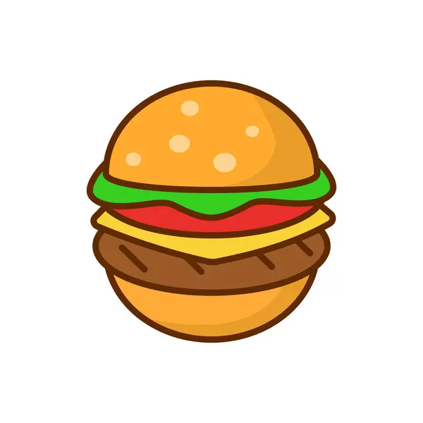 Lezzetli Burger Ikonu Yiyecek Içecekleri Basit Modern Konsept Tasarım Şablonları — Stok Vektör