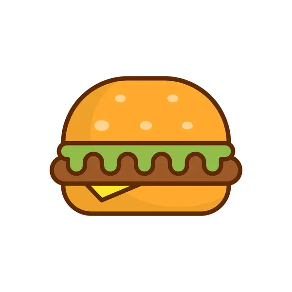 Lezzetli Burger Ikonu Yiyecek Içecekleri Basit Modern Konsept Tasarım Şablonları — Stok Vektör