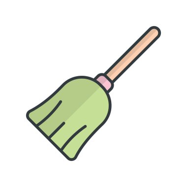 Beyaz arkaplanda izole edilmiş süpürge simge vektör tasarım şablonları