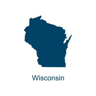 Wisconsin harita vektör tasarım şablonları beyaz arkaplan üzerinde izole