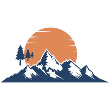 Beyaz arkaplanda izole edilmiş dağ logosu vektör dizayn şablonları