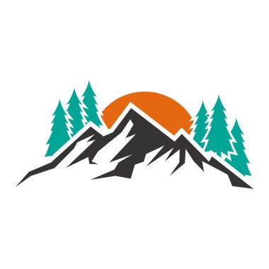 Beyaz arkaplanda izole edilmiş dağ logosu vektör dizayn şablonları