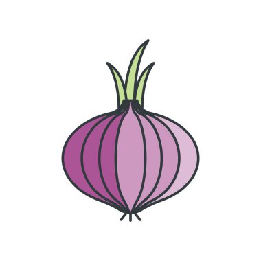 Beyaz arkaplanda soğan simgesi düz tasarım vektör tasarım şablonları izole