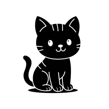 Şirin çizgi film kedi boyama kitabı illüstrasyon vektör tasarım şablonları basit ve modern