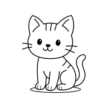Şirin çizgi film kedi boyama kitabı illüstrasyon vektör tasarım şablonları basit ve modern