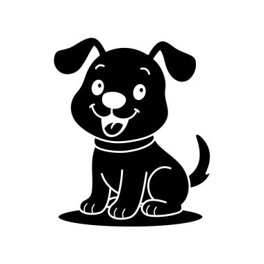 Şirin çizgi film köpek boyama kitabı illüstrasyon vektör tasarım şablonları basit ve modern