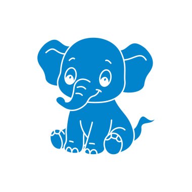 Şirin çizgi film fil boyama kitabı illüstrasyon vektör tasarım şablonları basit ve modern