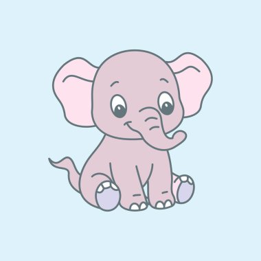 Şirin çizgi film fil boyama kitabı illüstrasyon vektör tasarım şablonları basit ve modern